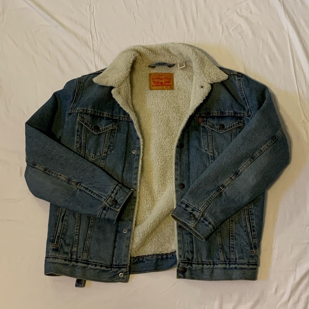 Levi Strauss Fur-Lined XL Blue Jean Jacket